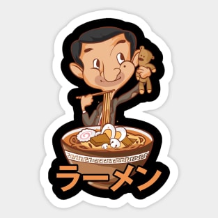 Mr. Bean Ramen Mukbang Funny Anime Sticker